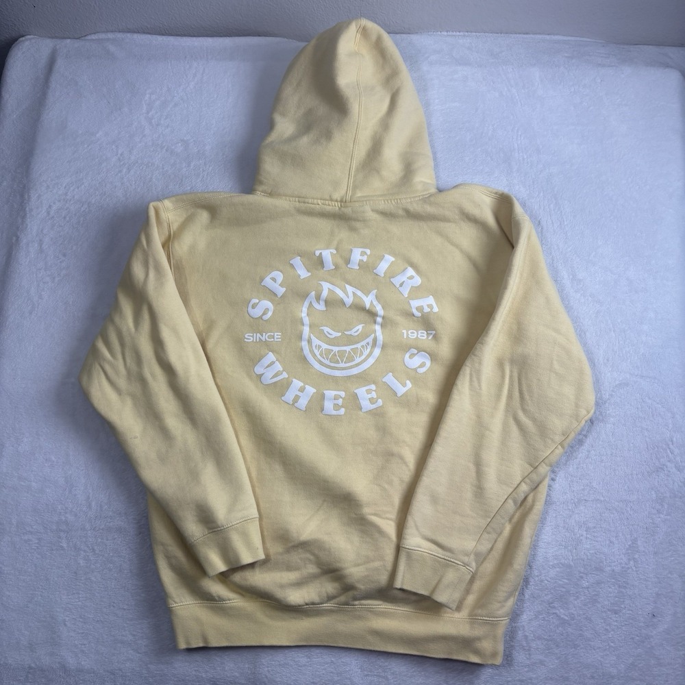 Spitfire Wheels Yellow Pullover Long Sleeve Fleece Hoodie Men's Large
